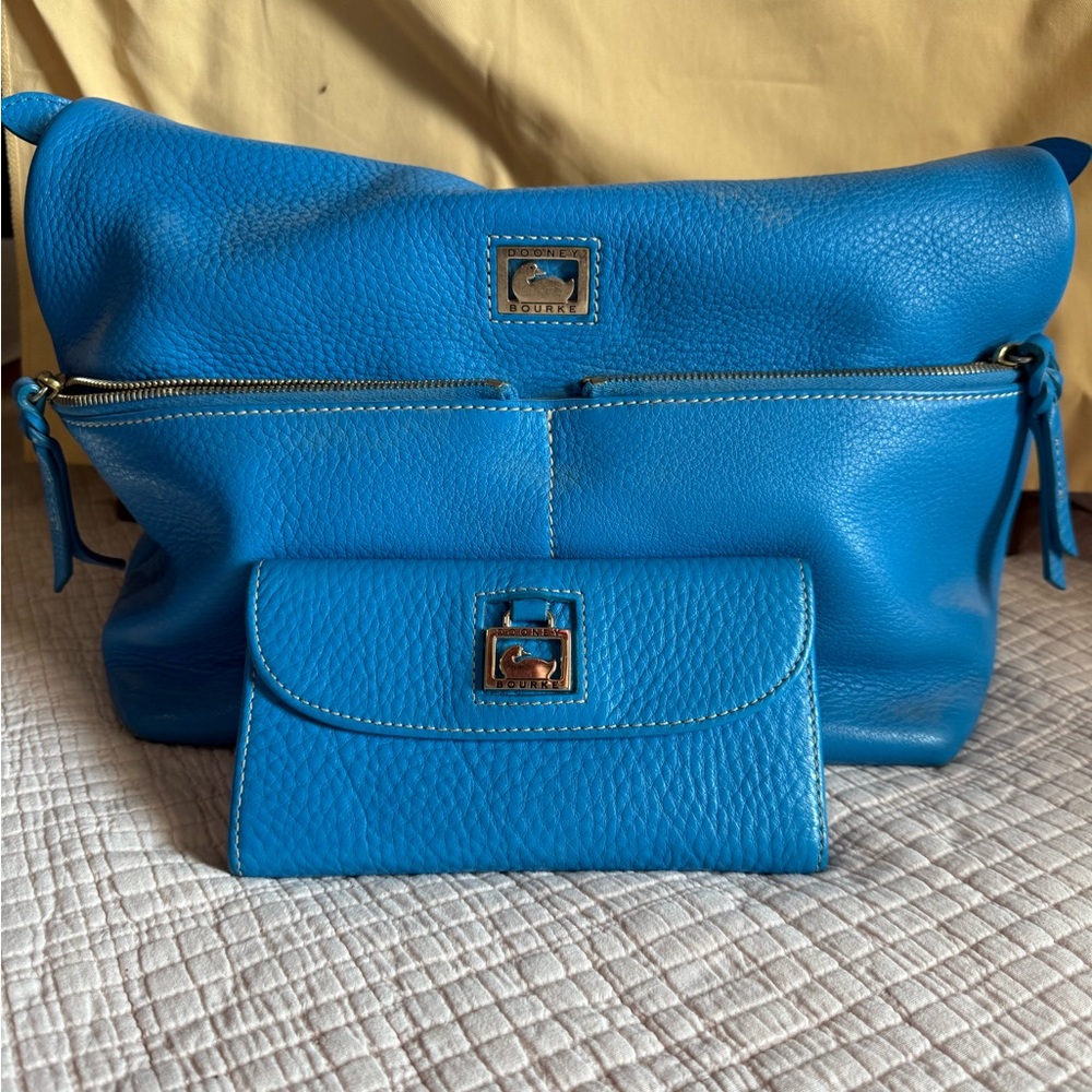 Dooney & Bourke Vibrant Blue Shoulder Bag and Wallet